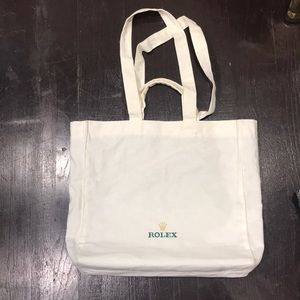 Rolex canvas tote bag with short and long handle